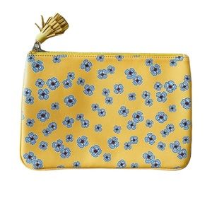 Loft Floral faux leather wristlet clutch